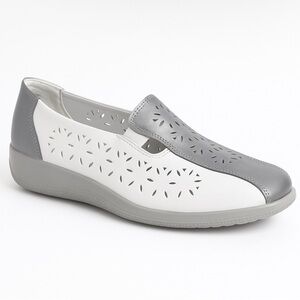 HOTTER White Silver Leather
Slip On Casual Flats Shoes